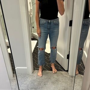 Rag & Bone Straight Leg Distressed Jeans